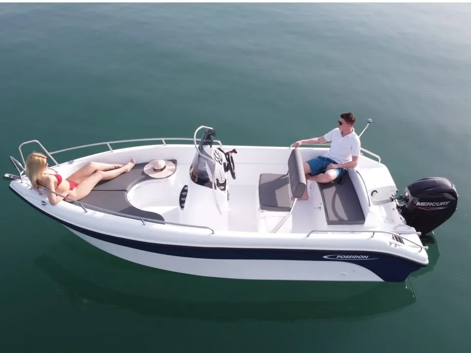Guests enjoying an Iris Premium speedboat on calm Ionian water